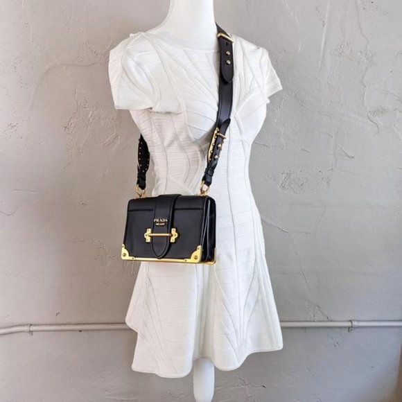 Prada Cahier Medium Black Leather Cross Body Bag - Picture 9 of 10